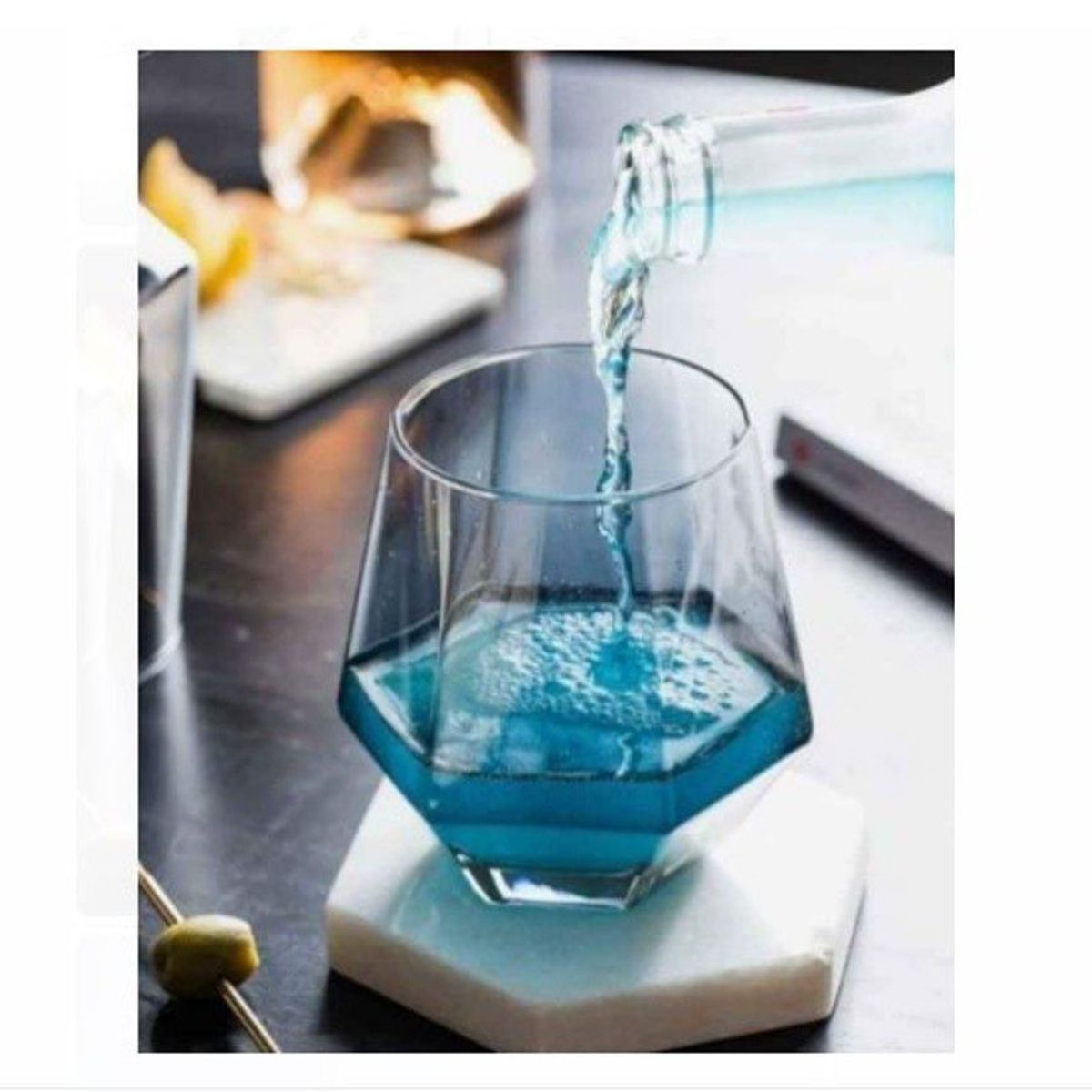 GENERICO - Pack de 6 Vasos Wiskeros  Azulados de Calidad