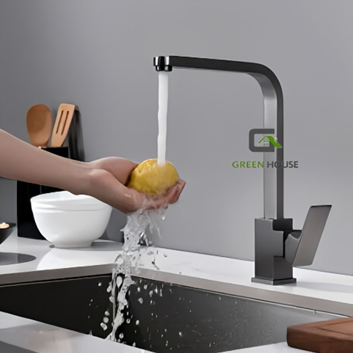 GENERICO - GRIFERIA   MEZCLADORA  NEGRO ACERO INOXIDABLE GIRO 360 GRADOS