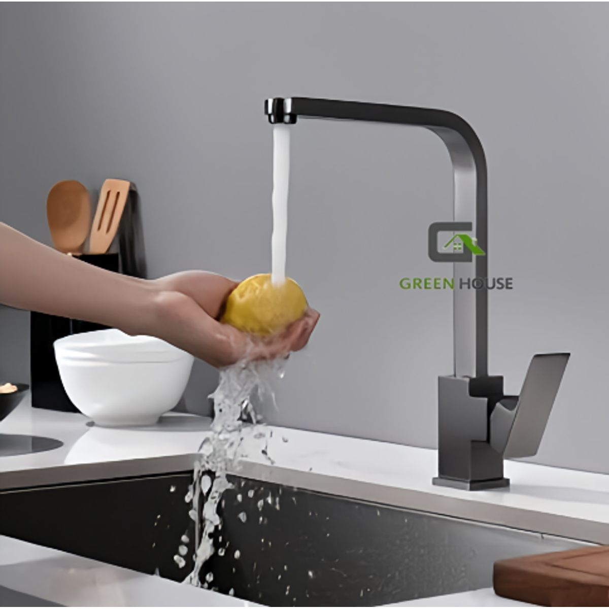 GENERICO - GRIFERIA   MEZCLADORA  NEGRO ACERO INOXIDABLE GIRO 360 GRADOS