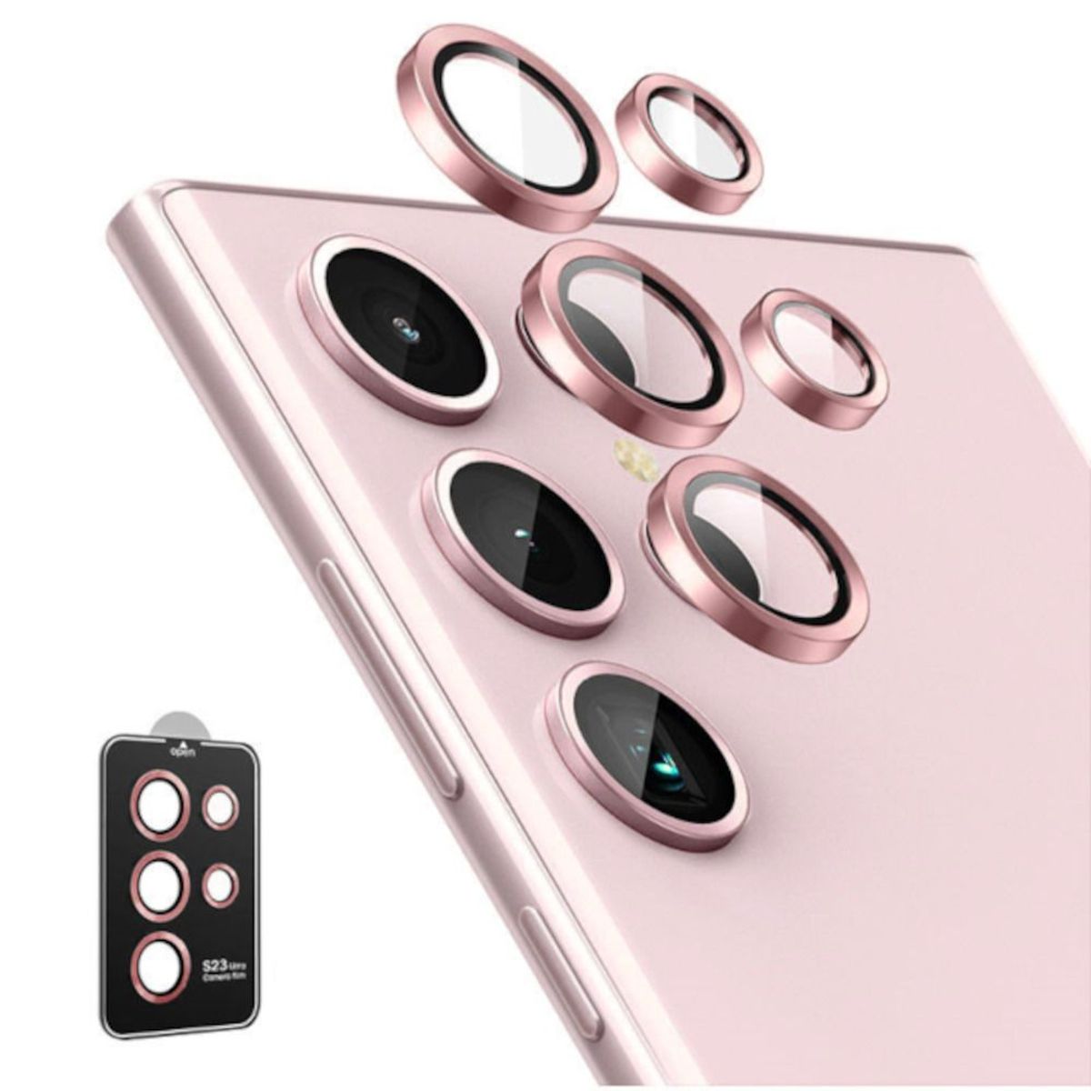 GENERICO - Protector Metálico Para Cámara Para Samsung Galaxy S23 Ultra Pink Purple