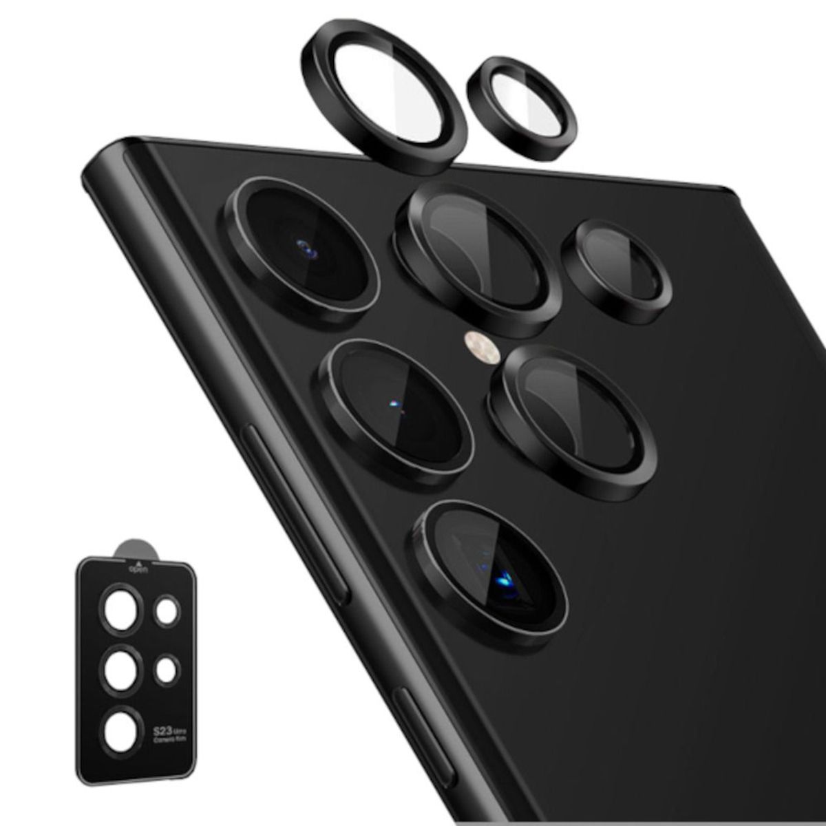 GENERICO - Protector Metálico Para Cámara Para Samsung Galaxy S23 Ultra Black
