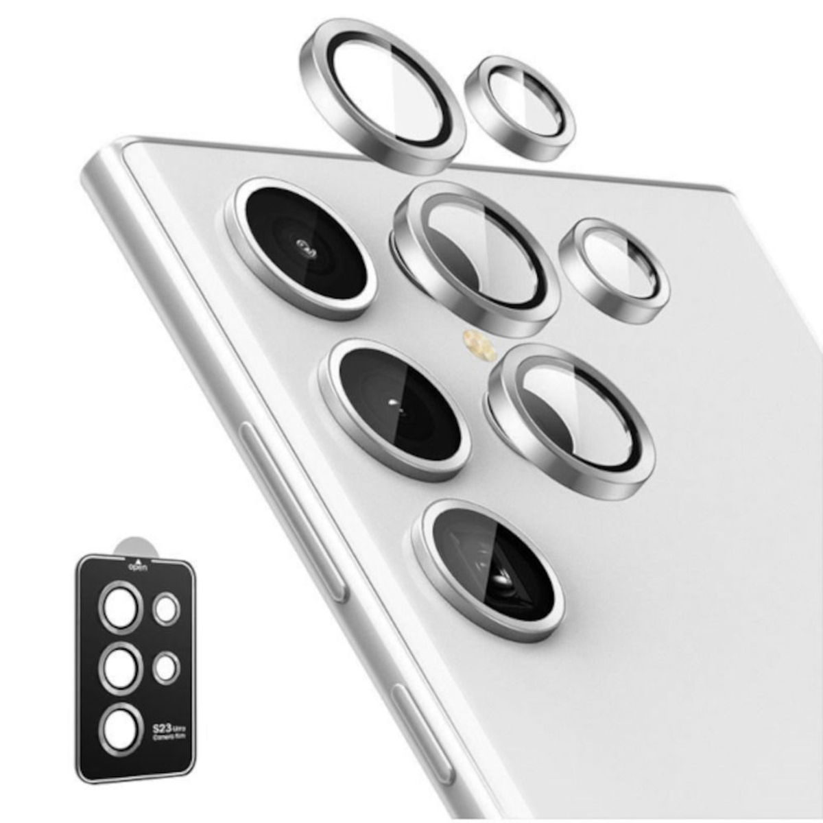 GENERICO - Protector Metálico Para Cámara Para Samsung Galaxy S23 Ultra Silver