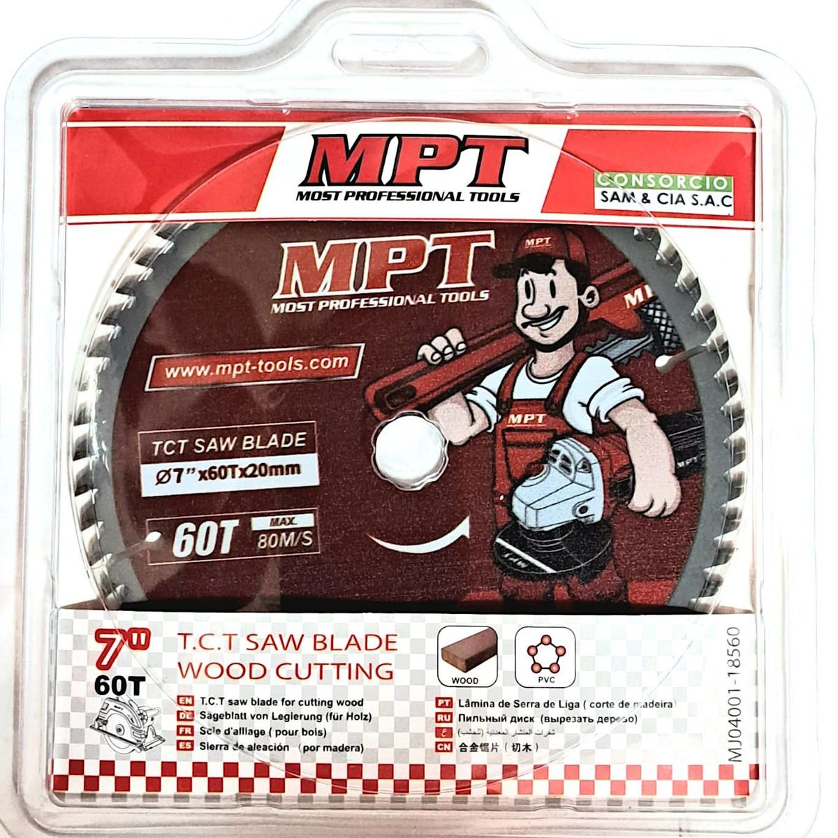 GENERICO - DISCO CORTE MADERA 7PULG 60T PROFESIONAL MPT TOOLS