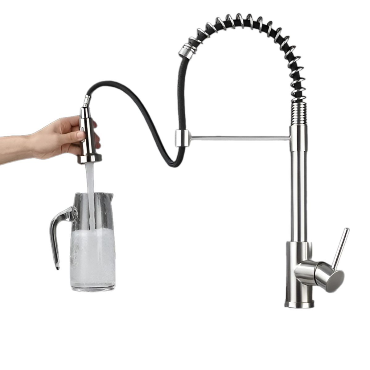 GENERICO - MEZCLADORA DE COCINA  EXTRAIBLE ESPIRAL  ACERO MONOCOMANDO