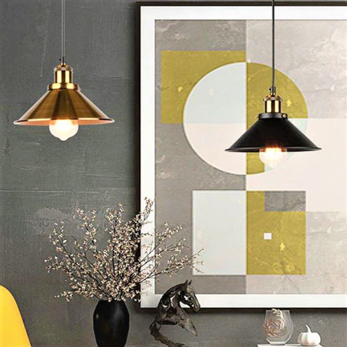 GENERICO - Lampara luminaria techo Idara dorada - vintage led sala