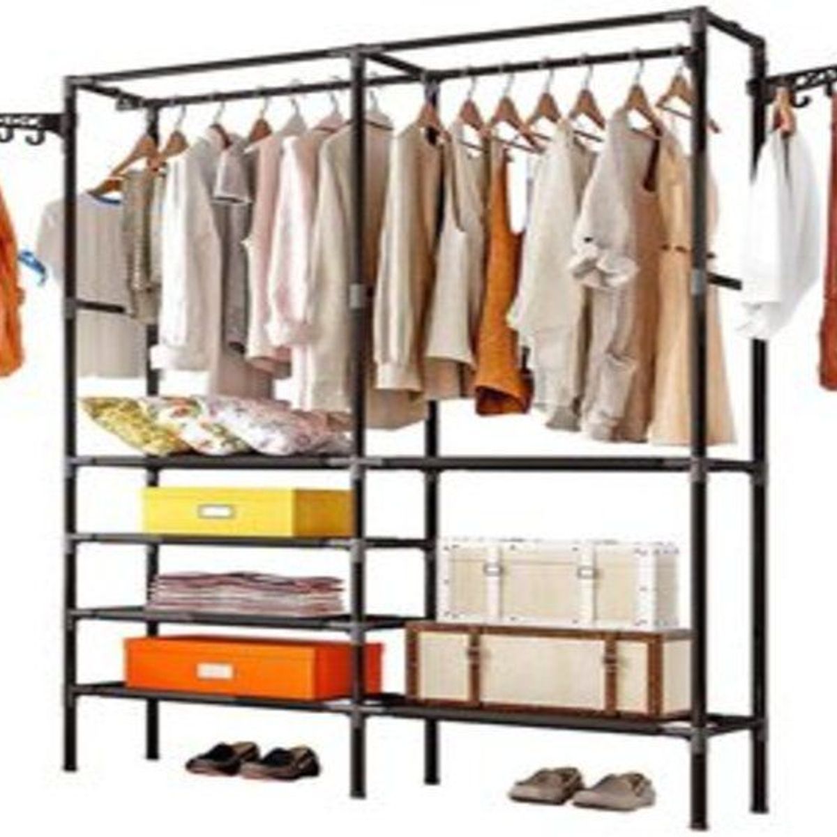 IMPORTADO MC - Ropero Perchero Organizador Armario Closet Armable 2 Cuerpos Negro