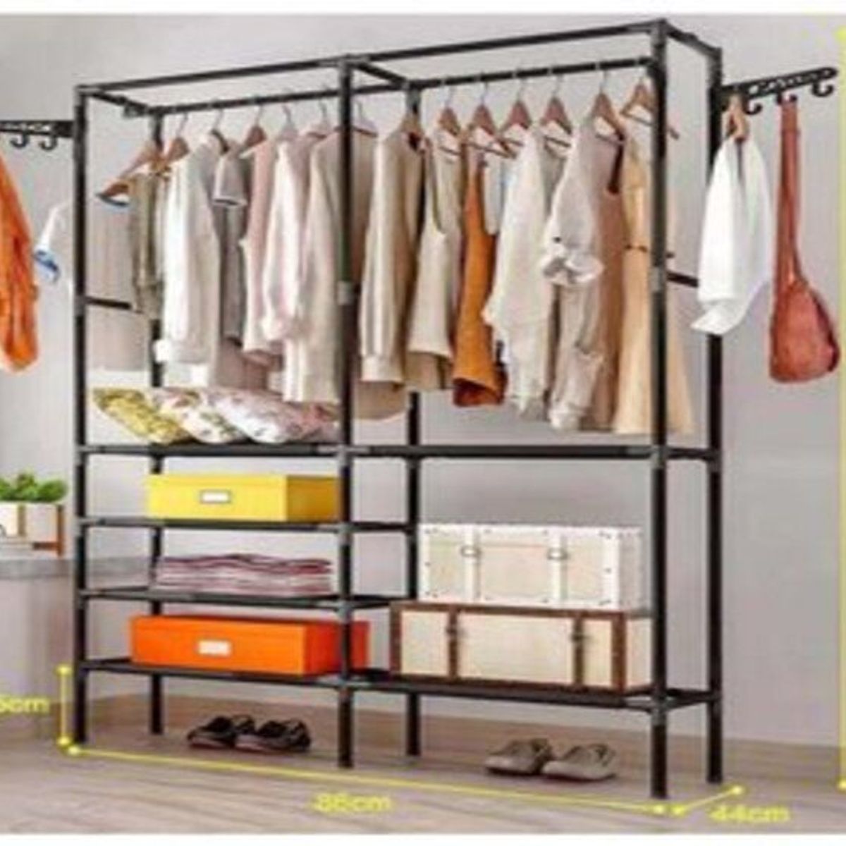 IMPORTADO MC - Ropero Perchero Organizador Armario Closet Armable 2 Cuerpos Negro