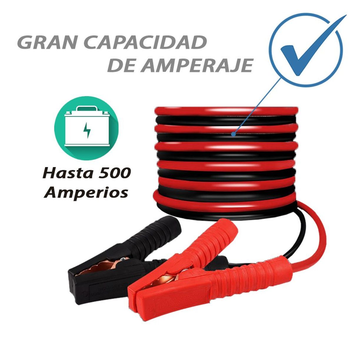 GENERICO - Cable De Batería 500 Amp De Auto/Pasar Corriente/Pinzas