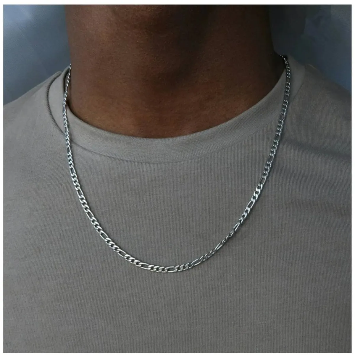 SIFRAH SHOP - Collar para hombre cadena de acero plateado tipo cartier