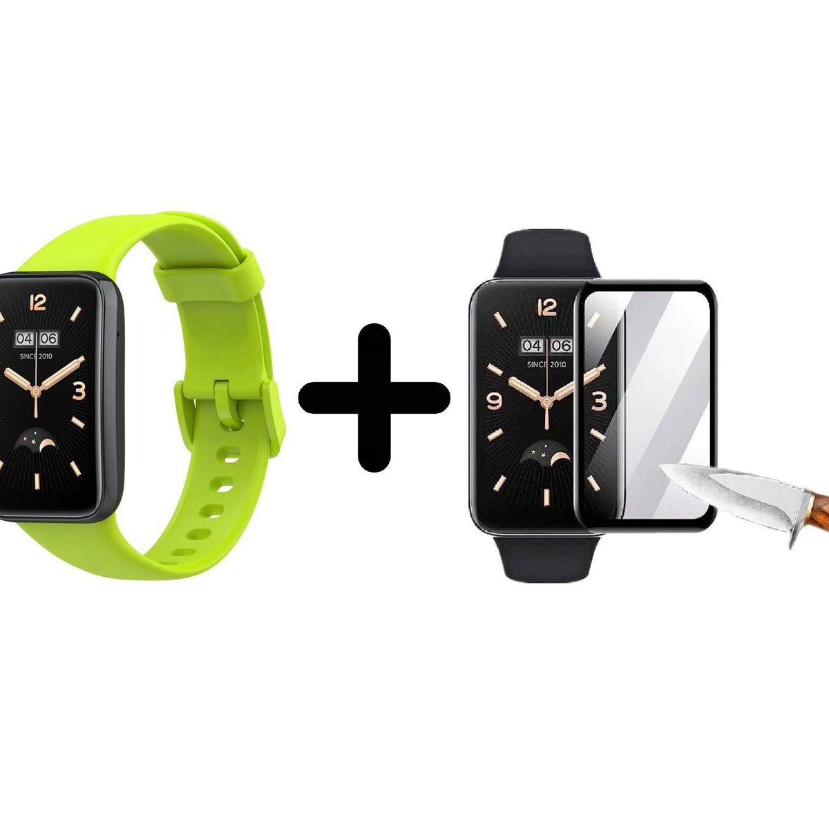 GENERICO - Correa De Silicona Para Xiaomi Mi Band 7 Pro + Mica de Vidrio - Verde Limon