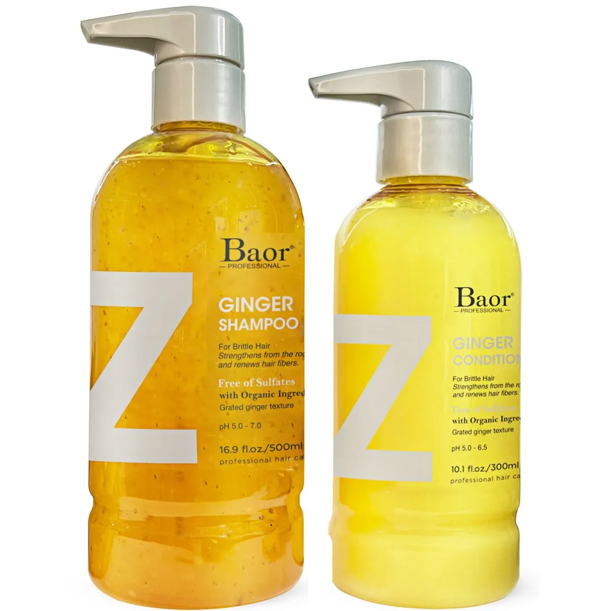 BAOR PROFESSIONAL - Shampoo Fortalecedor Sin Sulfato  +  Acondicionador Baor Z Ginger