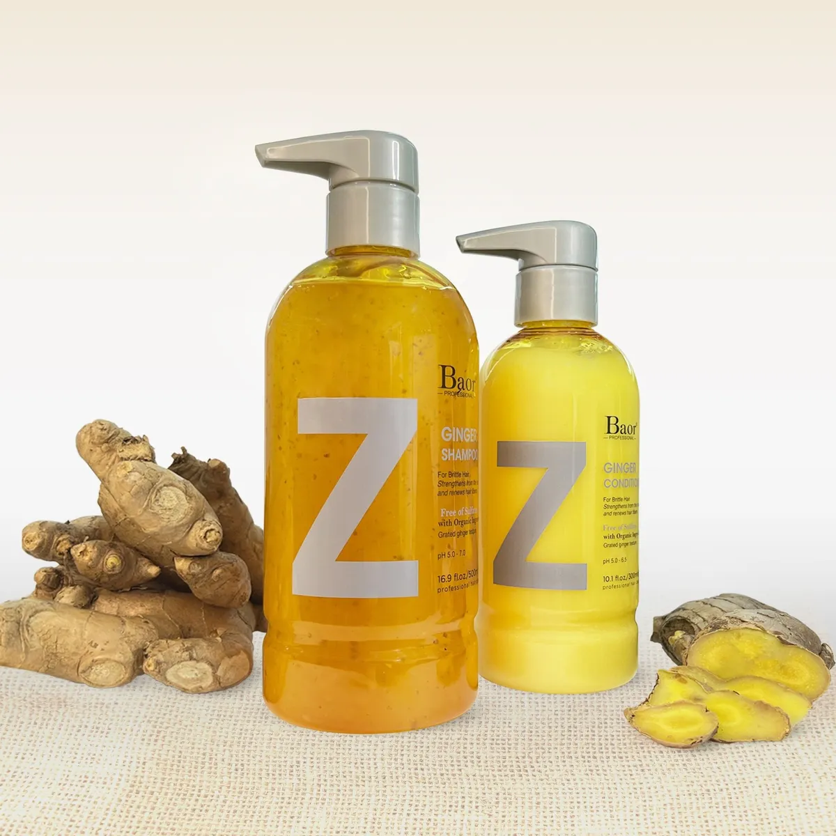 BAOR PROFESSIONAL - Shampoo Fortalecedor Sin Sulfato  +  Acondicionador Baor Z Ginger