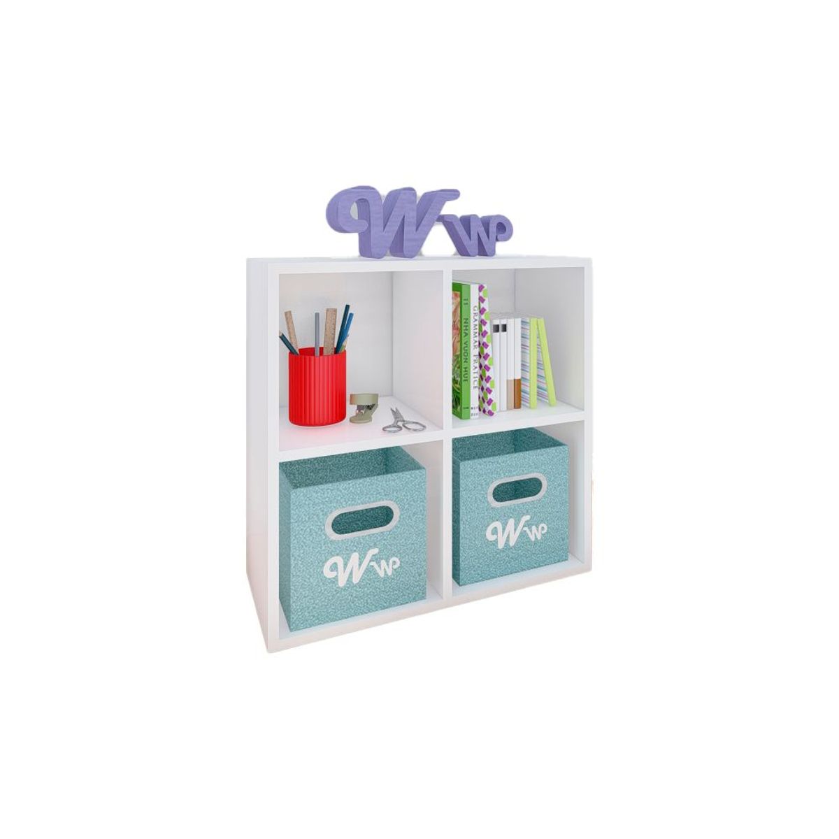 WONDER WOOD MUEBLERIA - Organizador Juguetero Montessori Wonder Wood Muebleria de 4 Compartimientos Melamina Blanca