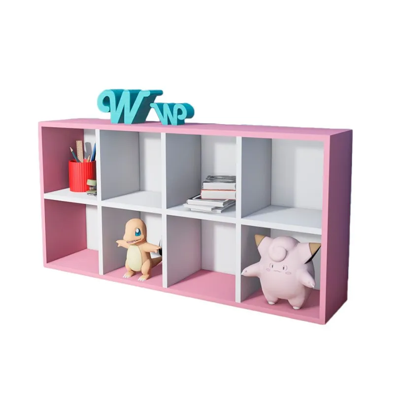 WONDER WOOD MUEBLERIA - Organizador Juguetero Montessori Wonder Wood Muebleria de 8 Compartimientos Melamina Blanca/Rosado