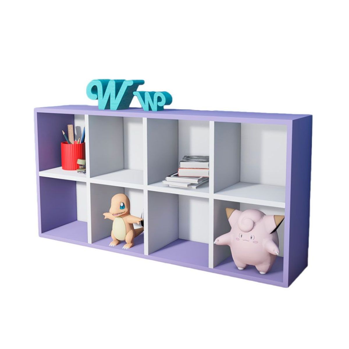 WONDER WOOD MUEBLERIA - Organizador Juguetero Montessori Wonder Wood Muebleria de 8 Compartimientos Melamina Blanca/Lila