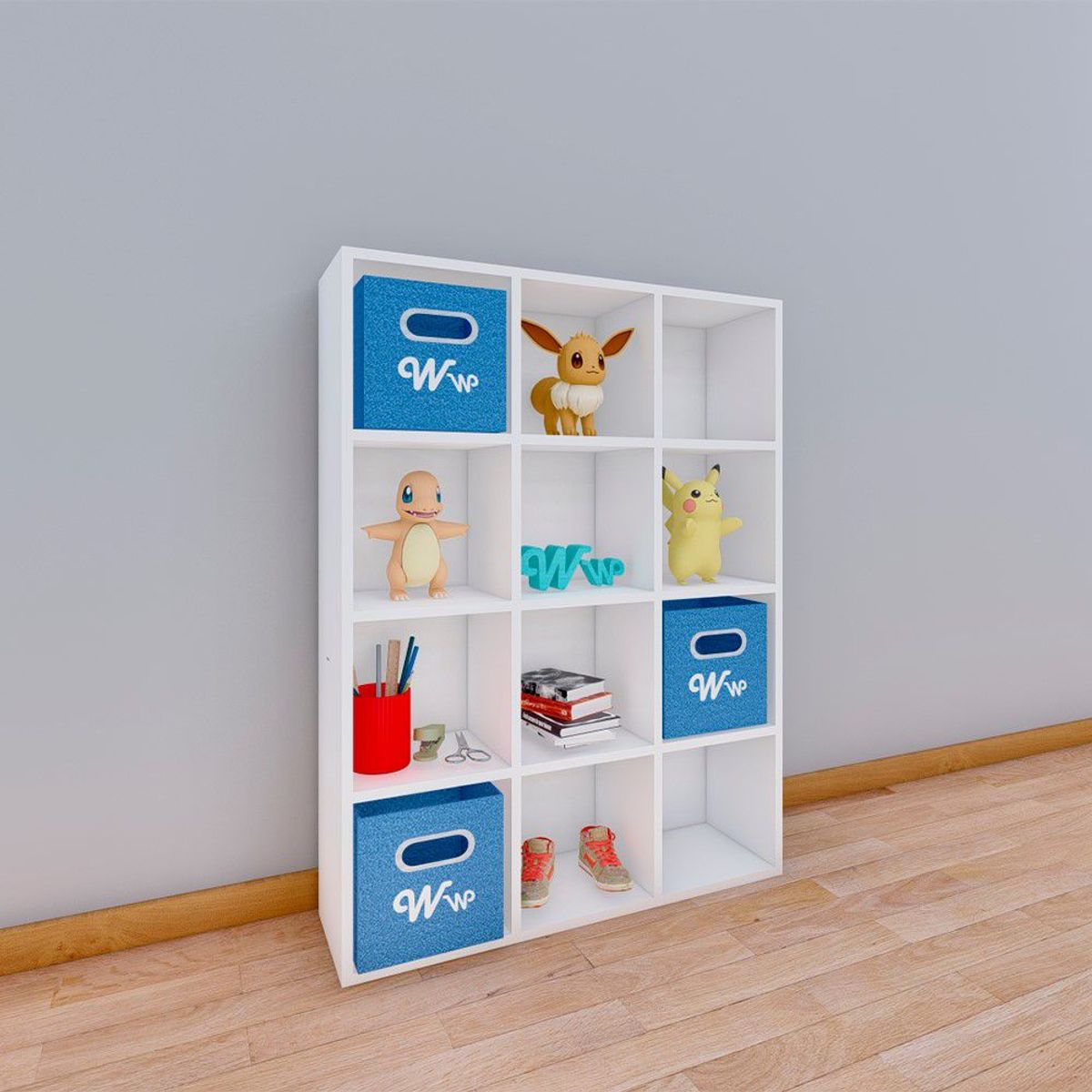 WONDER WOOD MUEBLERIA - Organizador Juguetero Montessori Wonder Wood Muebleria de 12 Compartimientos Melamina Blanca