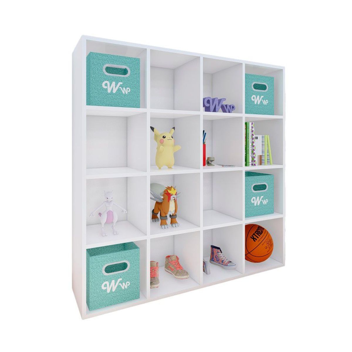 WONDER WOOD MUEBLERIA - Organizador Juguetero Montessori Wonder Wood Muebleria de 16 Compartimientos Melamina Blanca