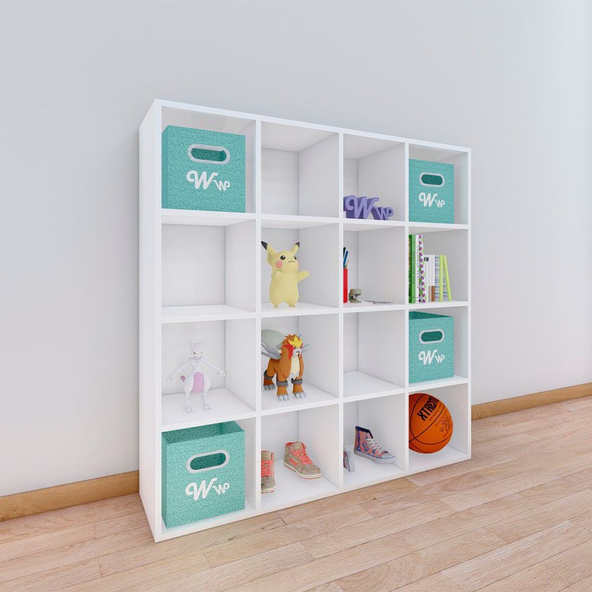 WONDER WOOD MUEBLERIA - Organizador Juguetero Montessori Wonder Wood Muebleria de 16 Compartimientos Melamina Blanca