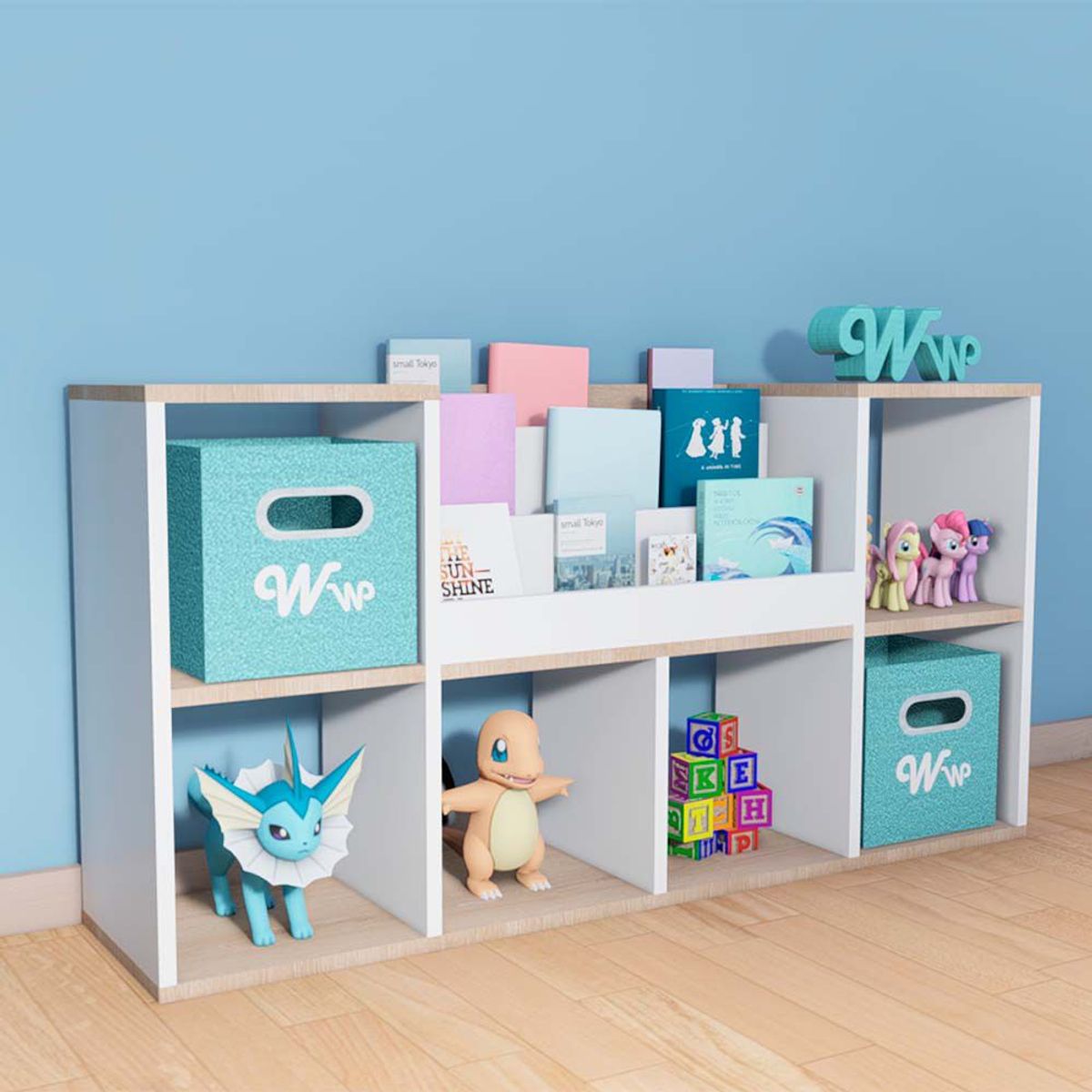 WONDER WOOD MUEBLERIA - Organizador Juguetero Lu Wonder Wood Muebleria con Portacuentos Vintage