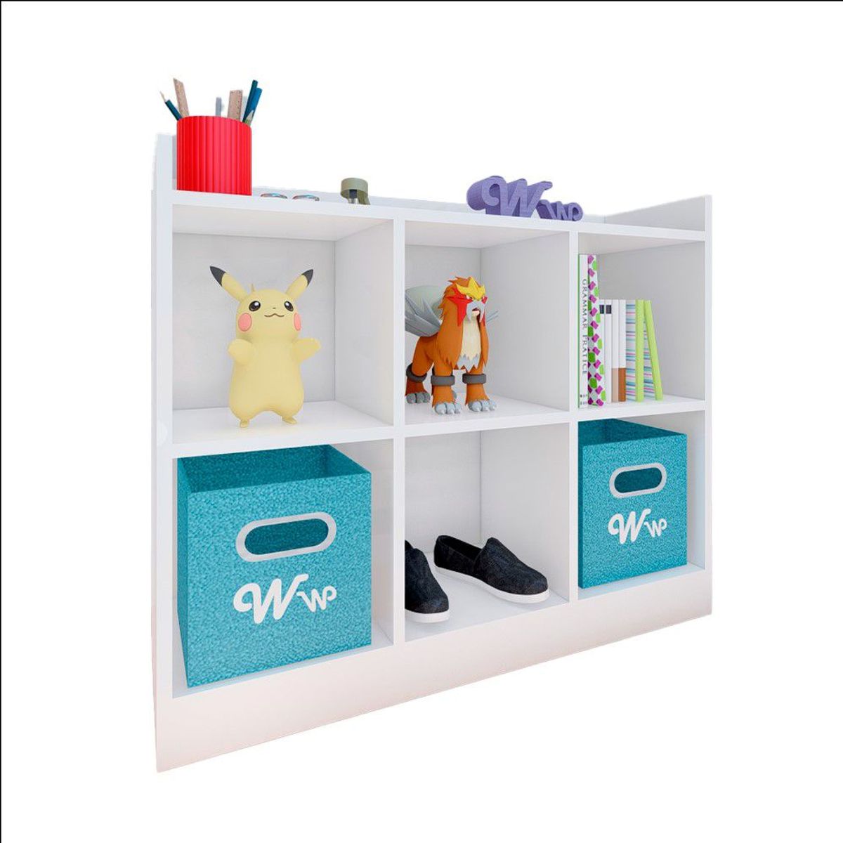 WONDER WOOD MUEBLERIA - Comoda Juguetero Montessori Wonder Wood Muebleria de 6 Espacios Melamina Blanca