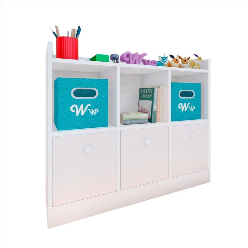 WONDER WOOD MUEBLERIA - Comoda Juguetero Montessori Wonder Wood Muebleria de 3 Espacios/3 Cajones Melamina Blanca