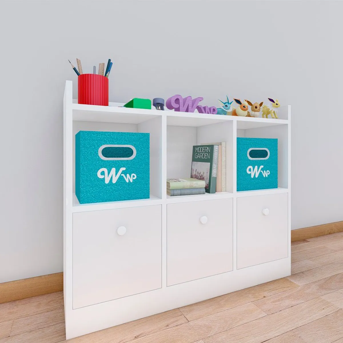 WONDER WOOD MUEBLERIA - Comoda Juguetero Montessori Wonder Wood Muebleria de 3 Espacios/3 Cajones Melamina Blanca