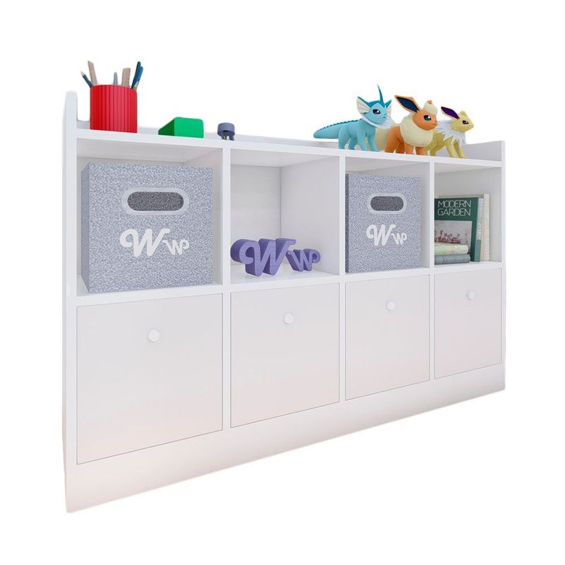 WONDER WOOD MUEBLERIA - Comoda Juguetero Montessori Wonder Wood Muebleria de 4 Espacios/4 Cajones Melamina Blanca