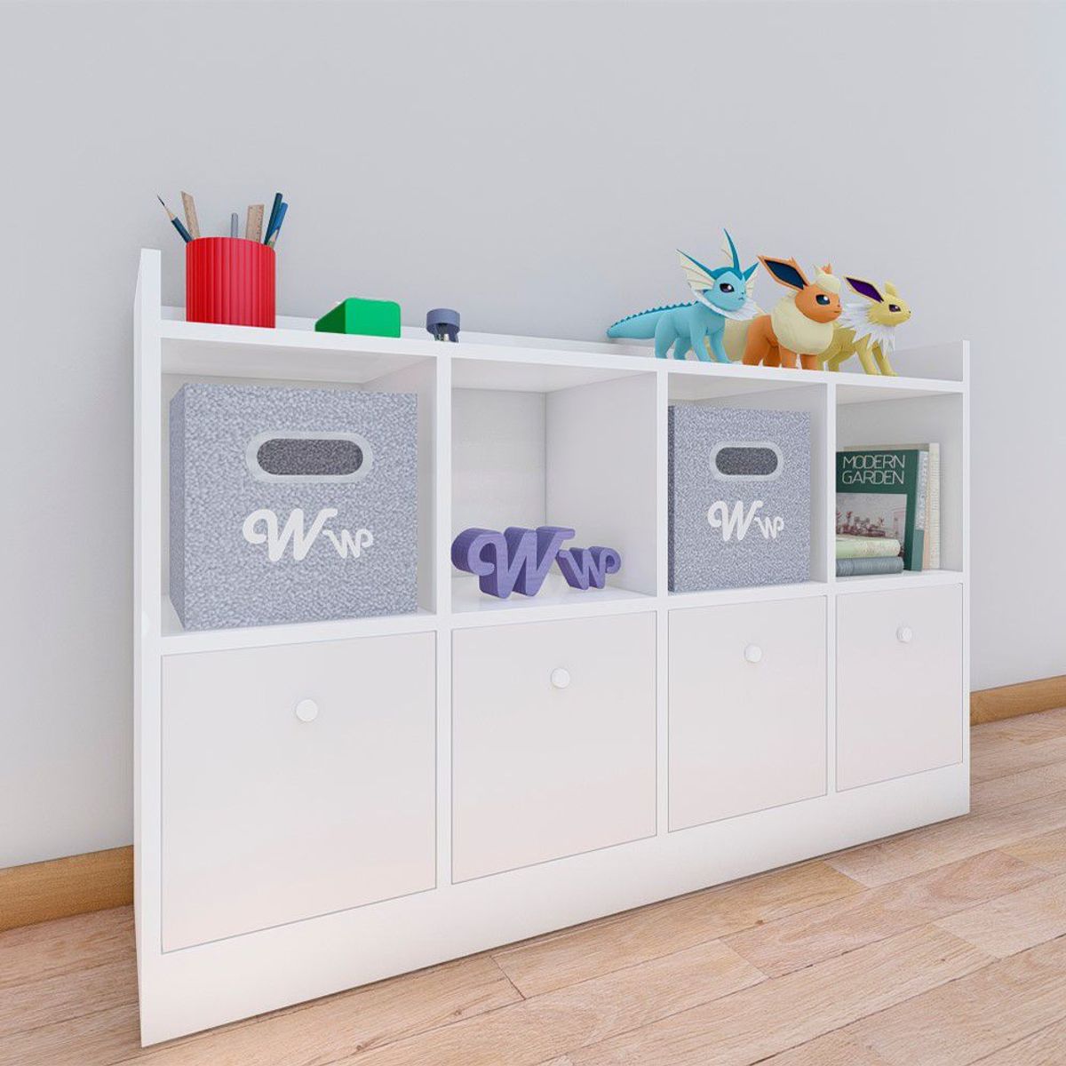 WONDER WOOD MUEBLERIA - Comoda Juguetero Montessori Wonder Wood Muebleria de 4 Espacios/4 Cajones Melamina Blanca