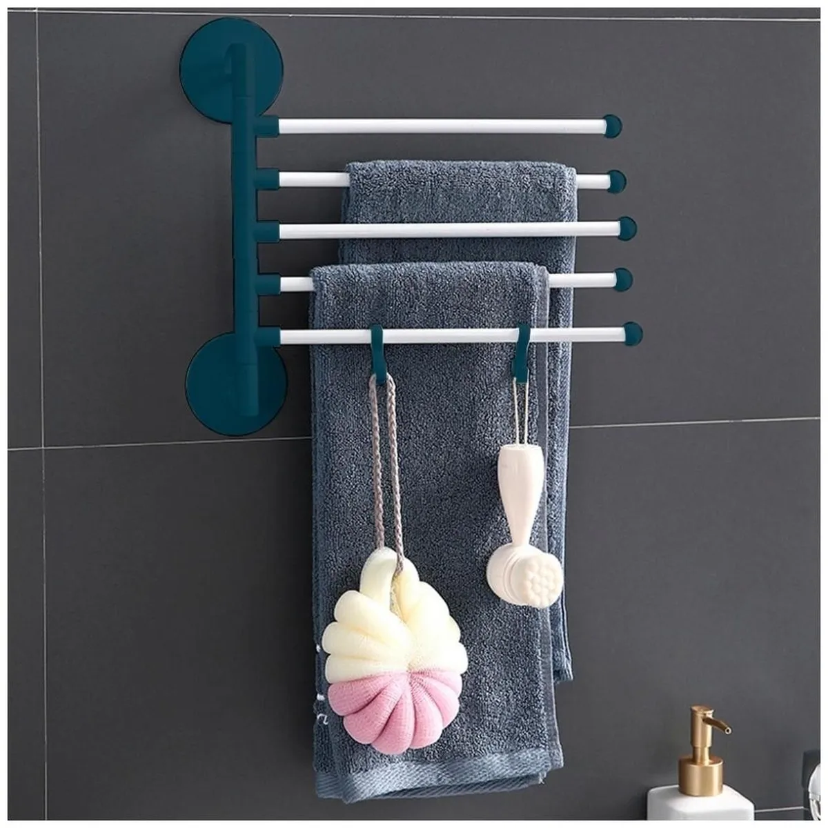MINARI - Toallero Giratorio Organizador Colgador Porta Toallas para Baño Cocina AZ T90