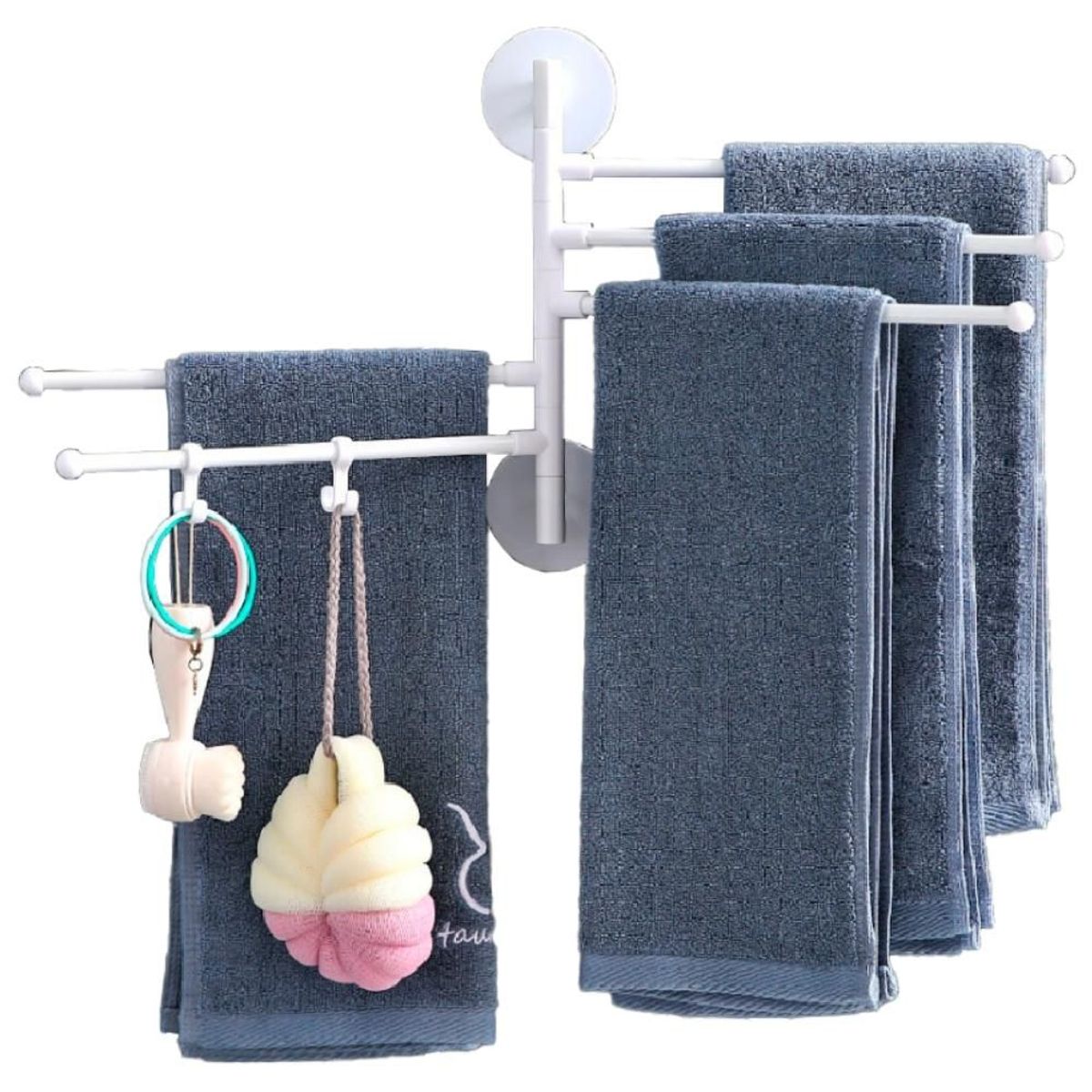 MINARI - Toallero Giratorio Organizador Colgador Porta Toallas para Baño Cocina BL T90