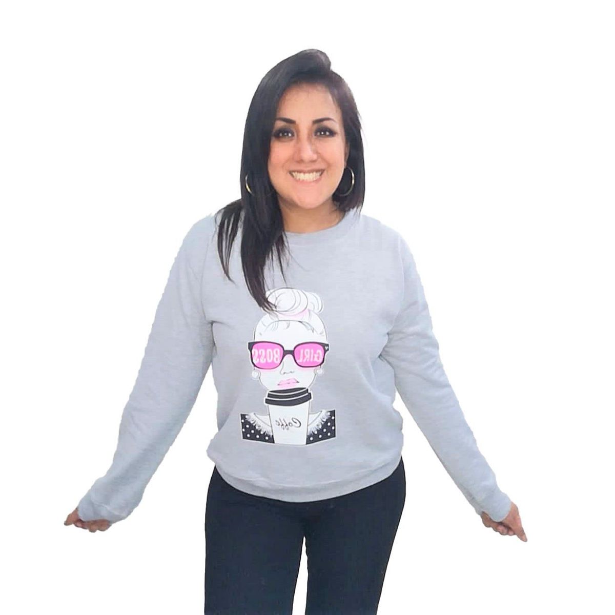 GENERICO - Polera Mujer Diseño Girl - Nathalie Love It  - Plomo Melange