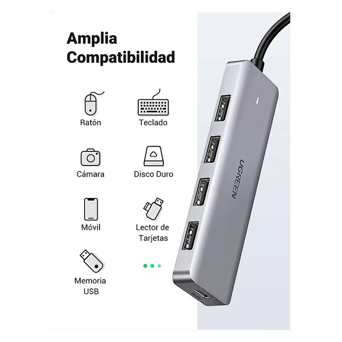 UGREEN - Adaptador Hub Tipo C Ugreen 4en1 USB 3.0 Mac Ipad