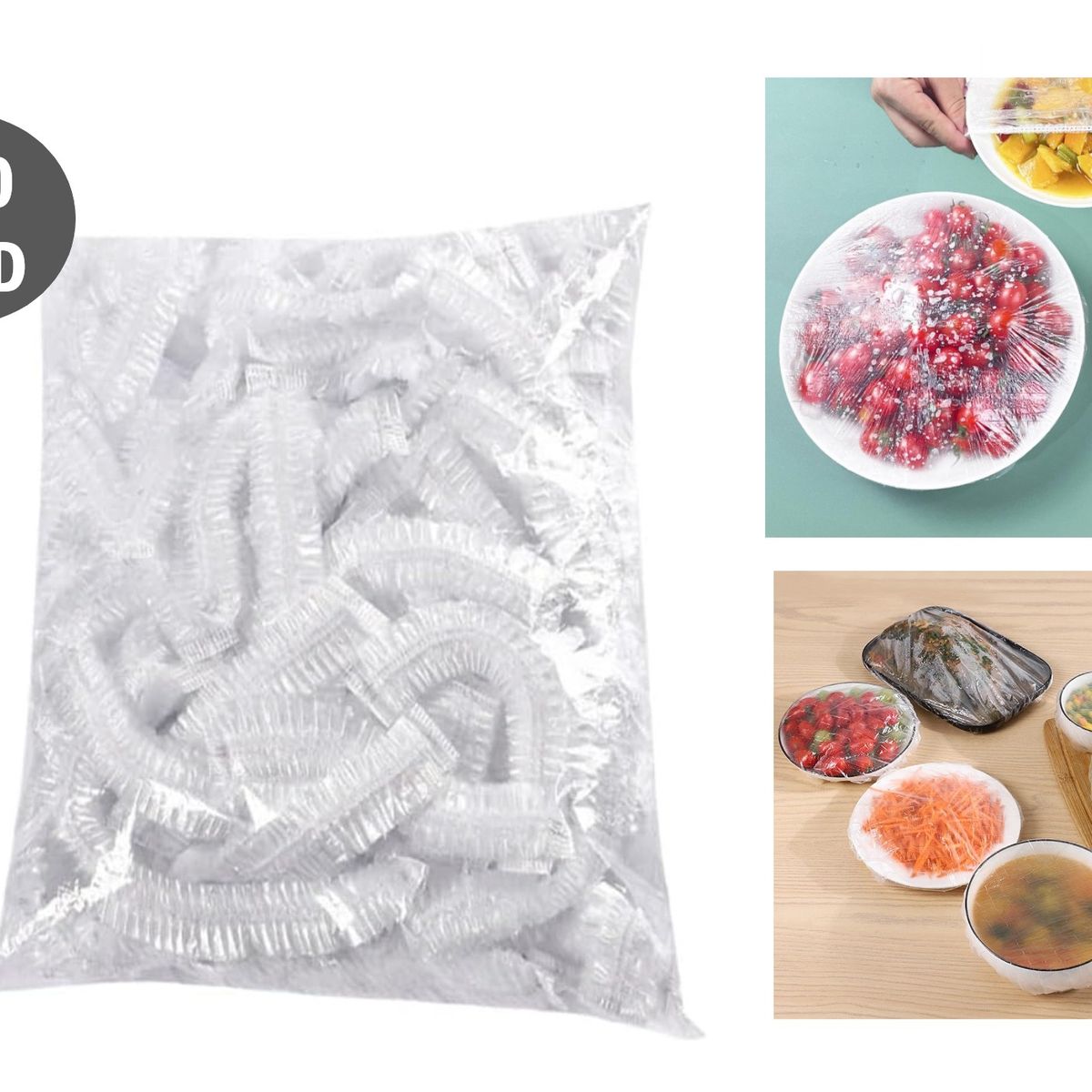 GENERICO - 100 bolsas elásticas multiusos de plástico para conservar alimentos