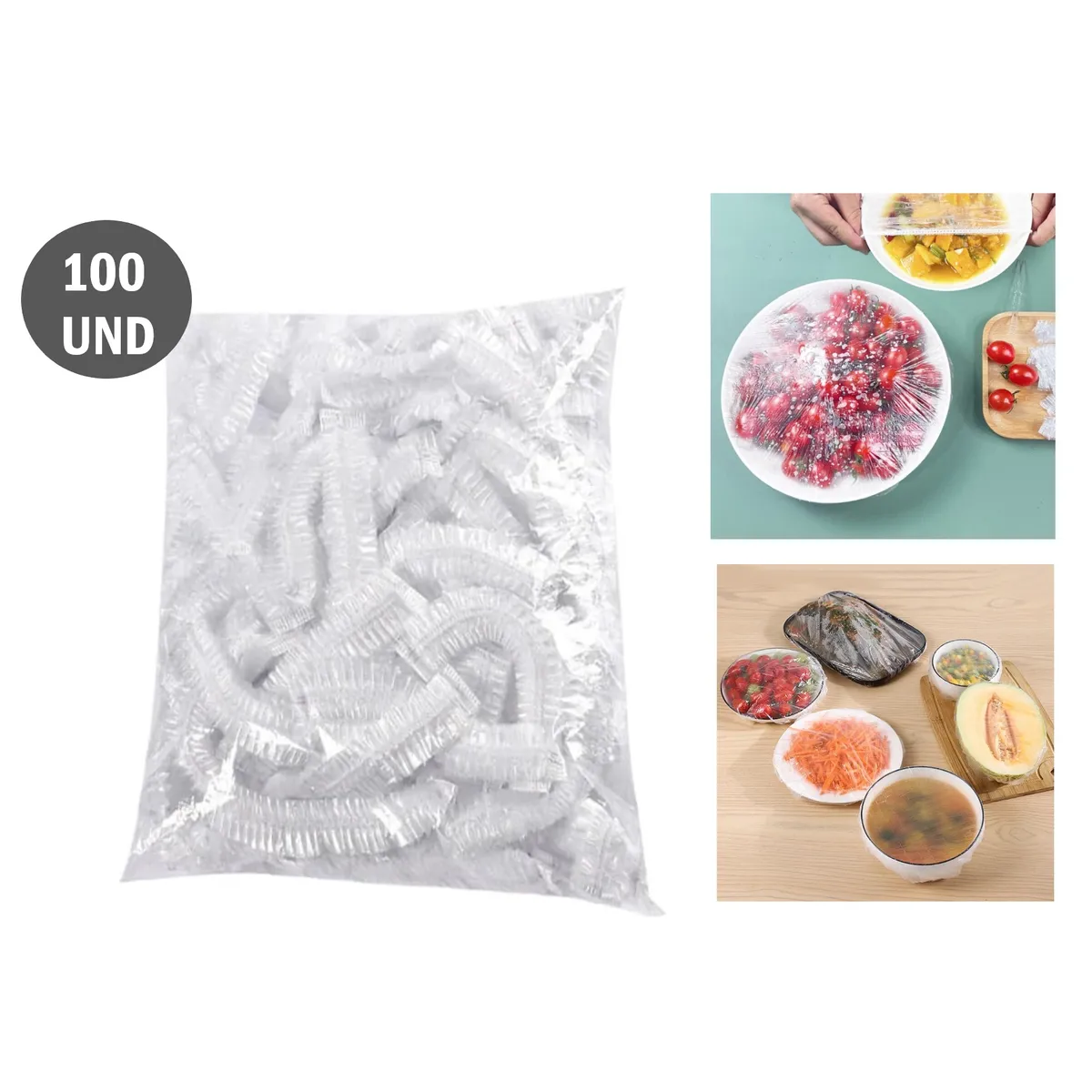 GENERICO - 100 bolsas elásticas multiusos de plástico para conservar alimentos