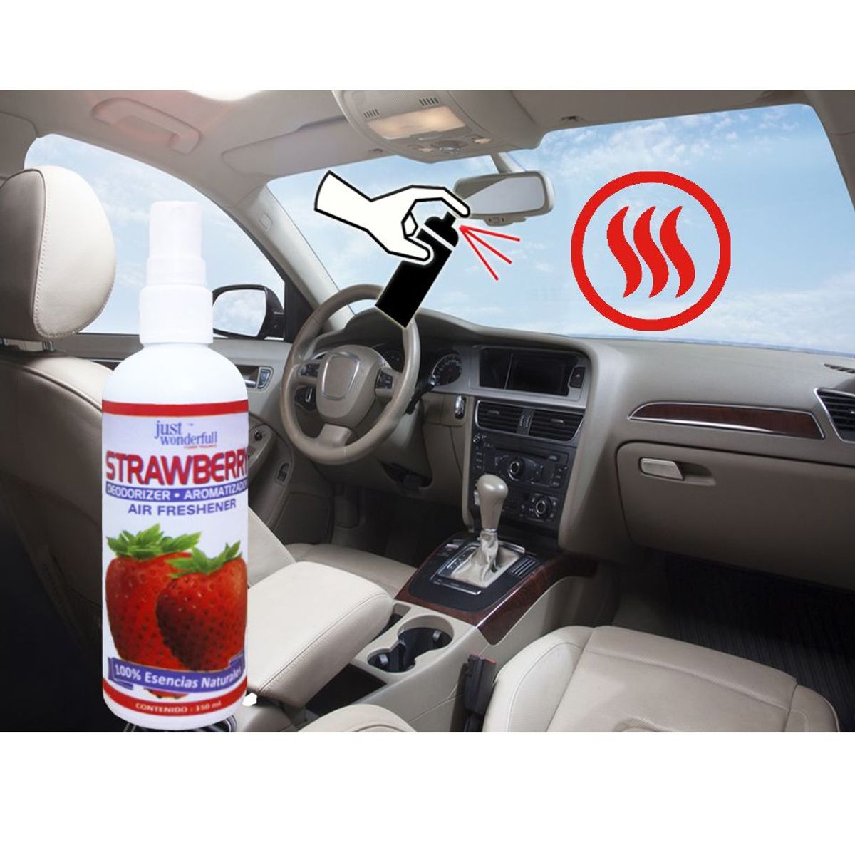 GENERICO - Ambientador Esencia Auto Fresa 150ML /Aroma/Olor/Automóvil