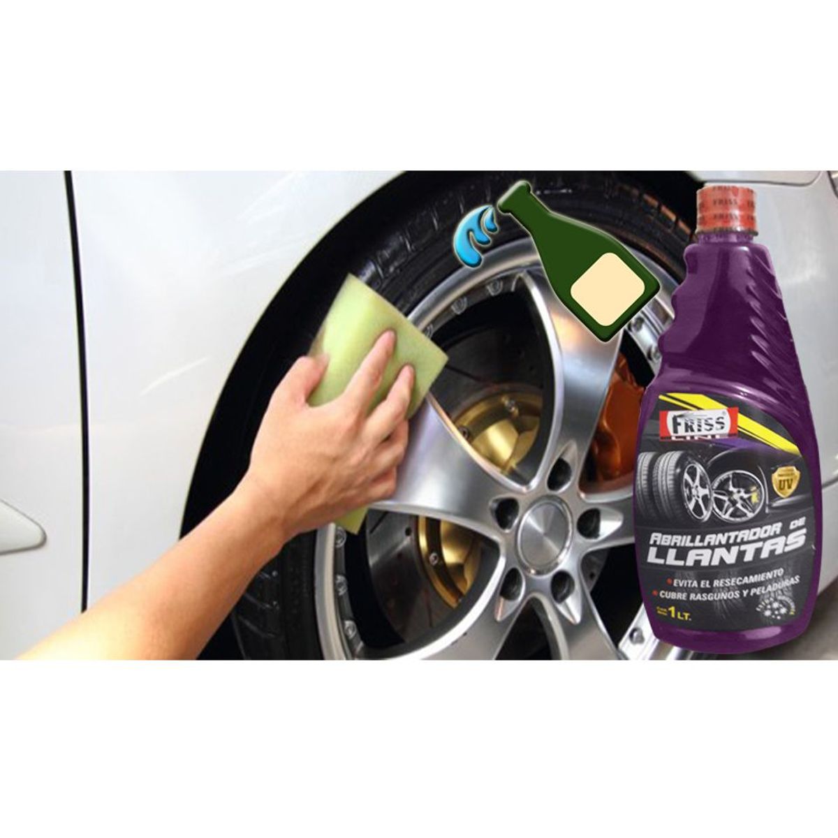 GENERICO - Silicona Abrillantador De Llantas Friss 1LTR Neumáticos