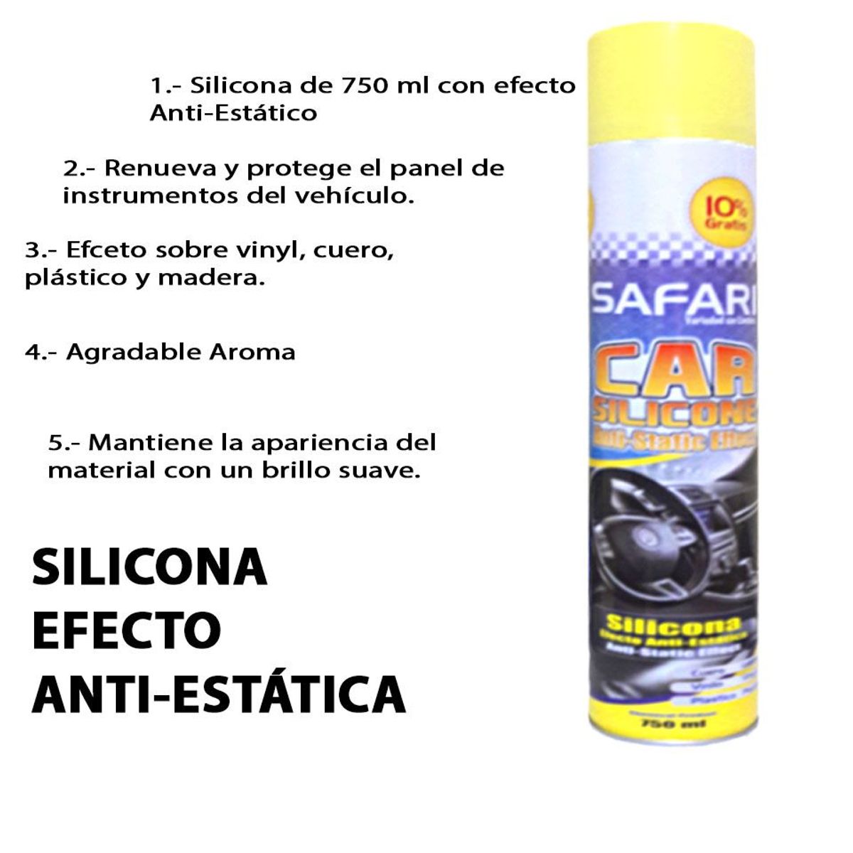 SAFARI - Silicona Spray 750ML Safari BrilloLimpiezaAromaFragancia