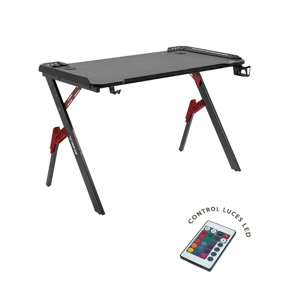 DECORPLAS - Mesa Gamer Delta Decorplas Luces Led Black 120X60Cm