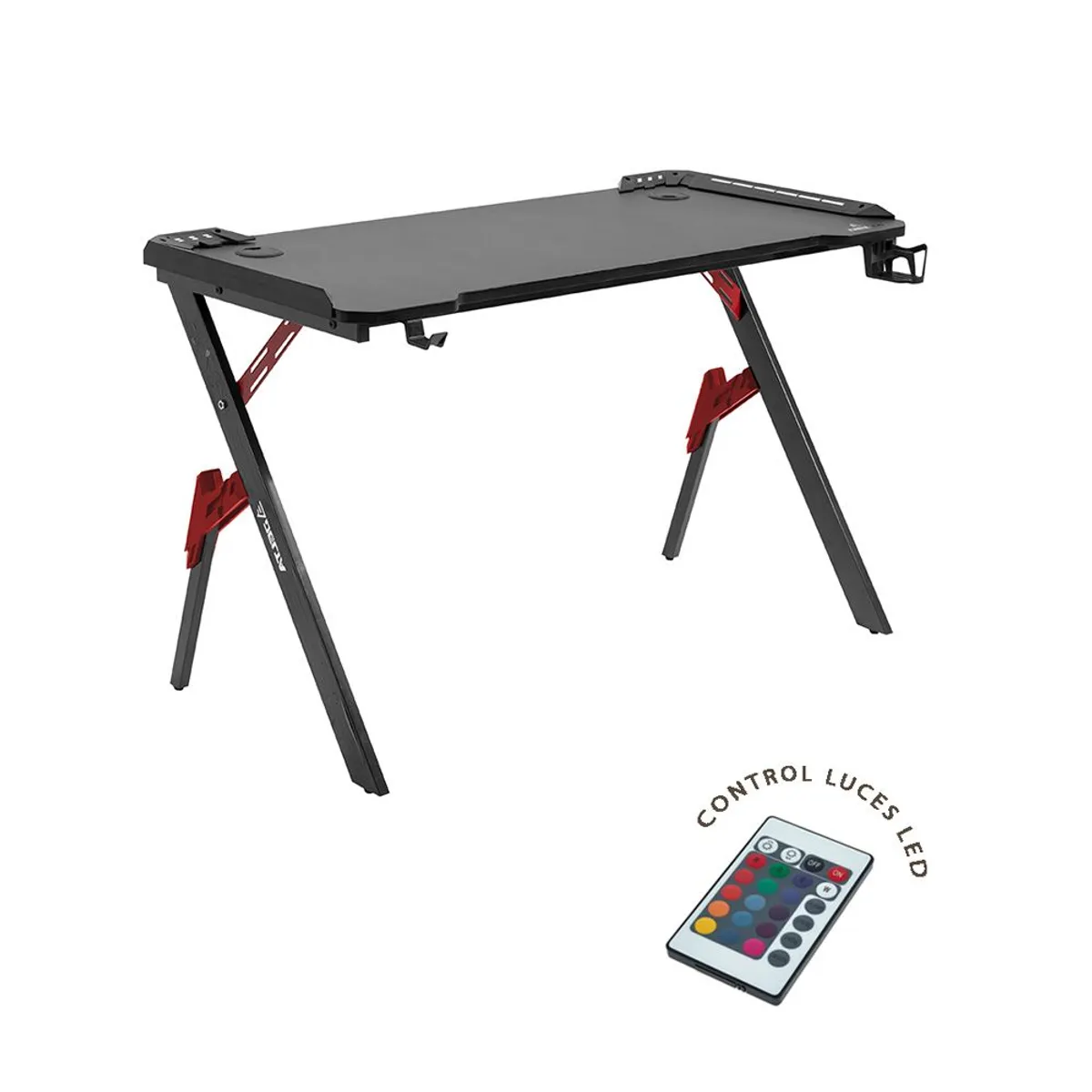 DECORPLAS - Mesa Gamer Delta Decorplas Luces Led Black 120X60Cm