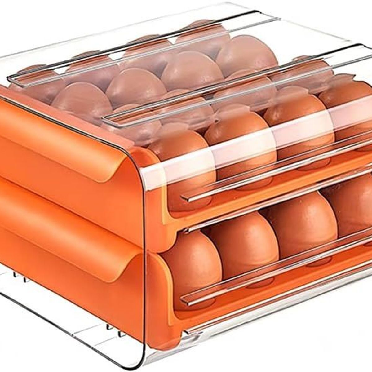 GENERICO - Porta Huevos Organizador Dos Niveles Naranja