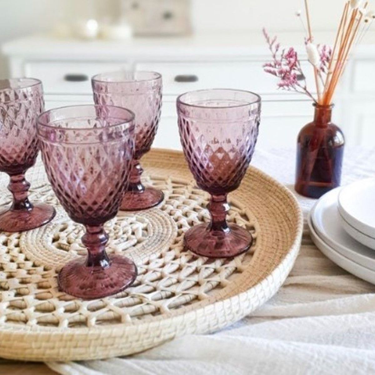 GENERICO - Set de 6 pzas Copas Labradas De Calidad ROSA.