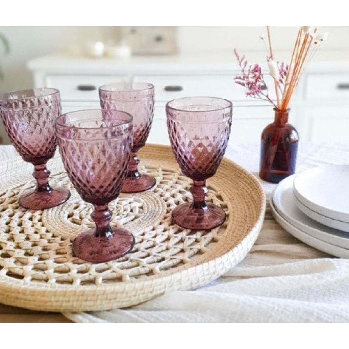 GENERICO - Set de 6 pzas Copas Labradas De Calidad ROSA.