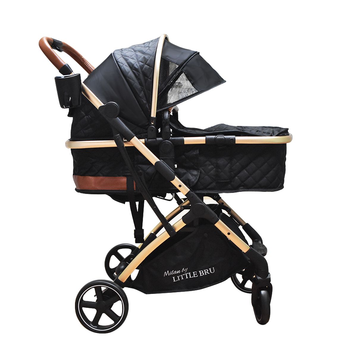 LITTLE BRU ACCESORIOS EXCLUSIVOS - Coche Cuna Little Bru Milán Negro con Protección UV