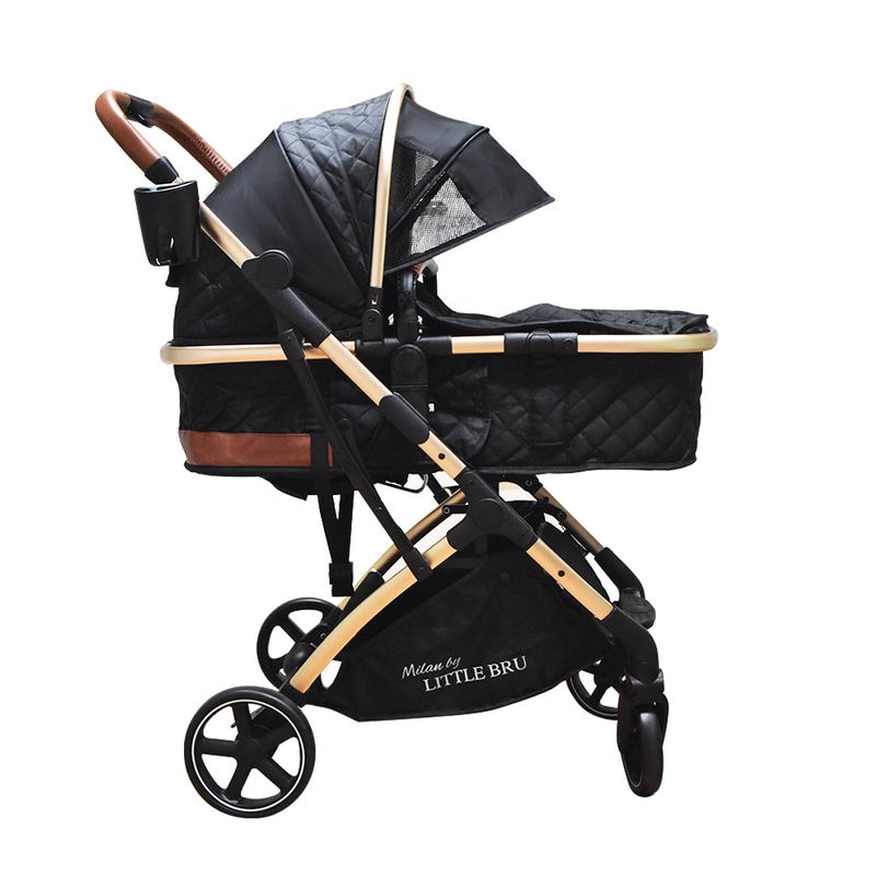 LITTLE BRU ACCESORIOS EXCLUSIVOS - Coche Cuna Little Bru Milán Negro con Protección UV
