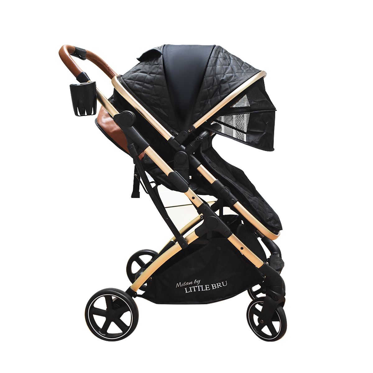 LITTLE BRU ACCESORIOS EXCLUSIVOS - Coche Cuna Little Bru Milán Negro con Protección UV