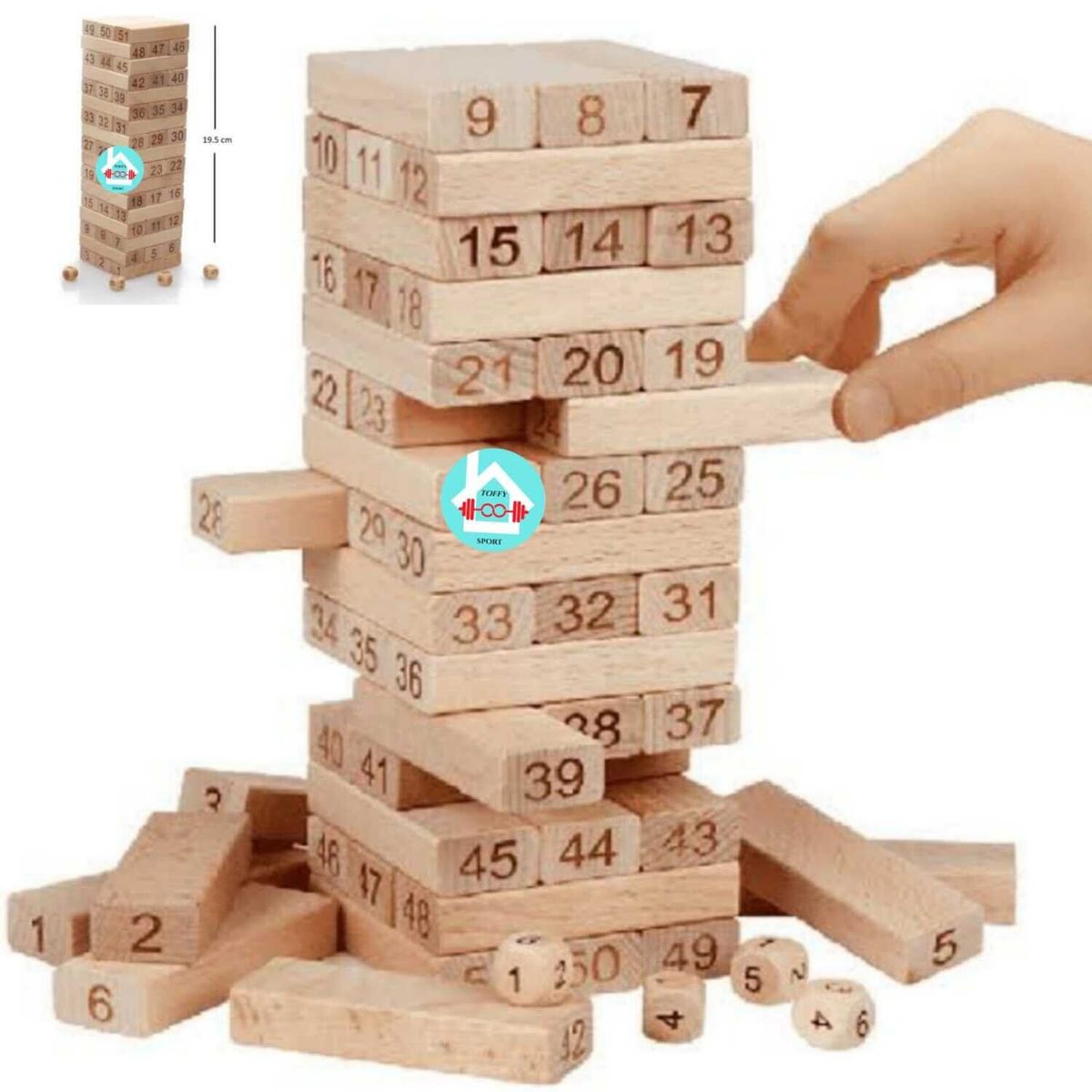 GENERICO - Jenga Bloques De Madera 54 Piezas Con Dados