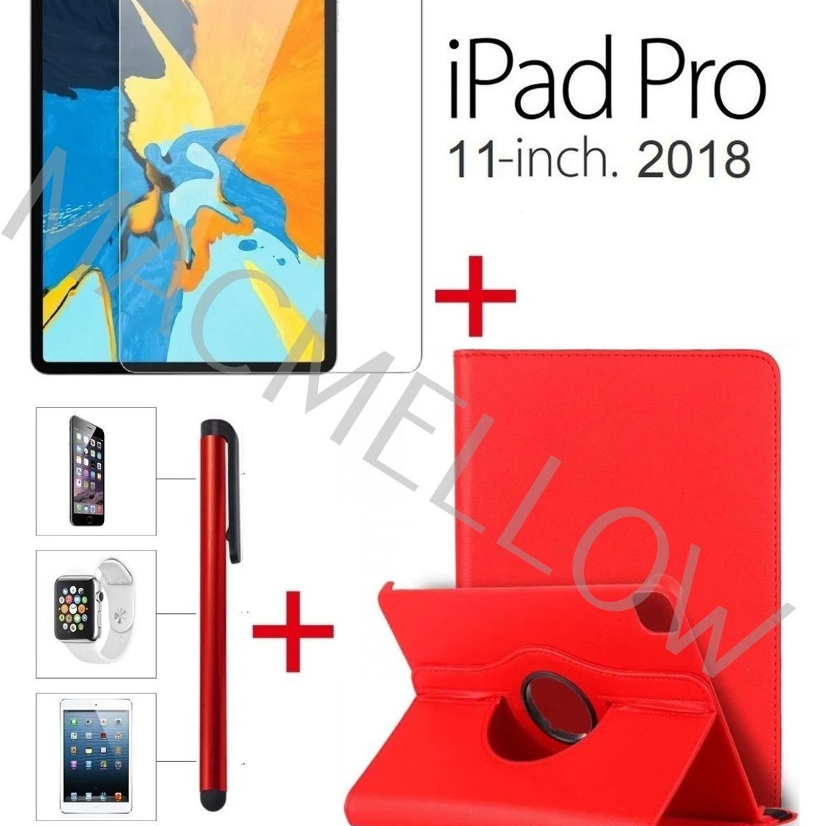 GENERICO - Funda Case + Mica Vidrio + Lapiz para iPad Pro 11 1era A1980 A2013