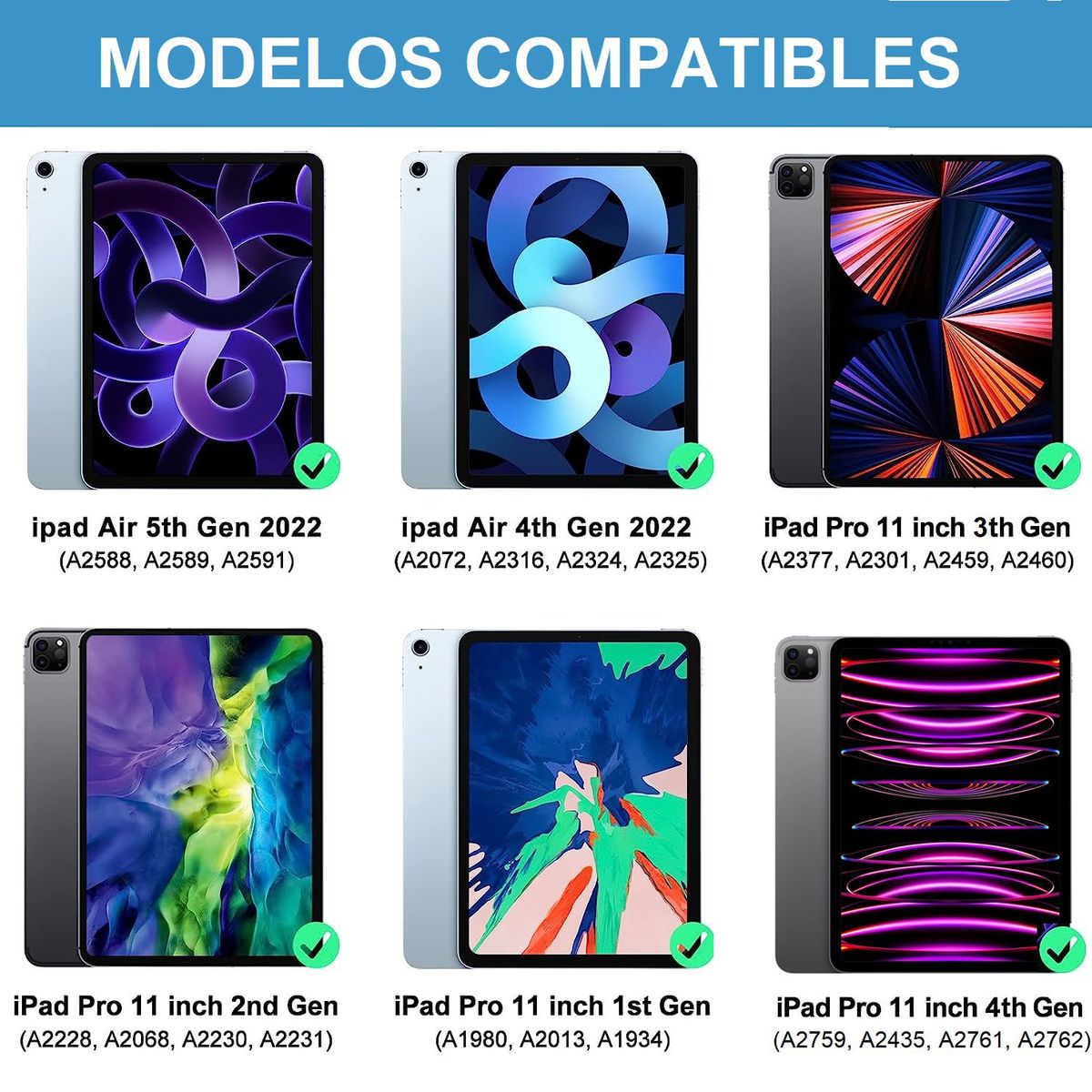 GENERICO - Funda Case + Mica Vidrio + Lapiz para iPad Pro 11 1era A1980 A2013