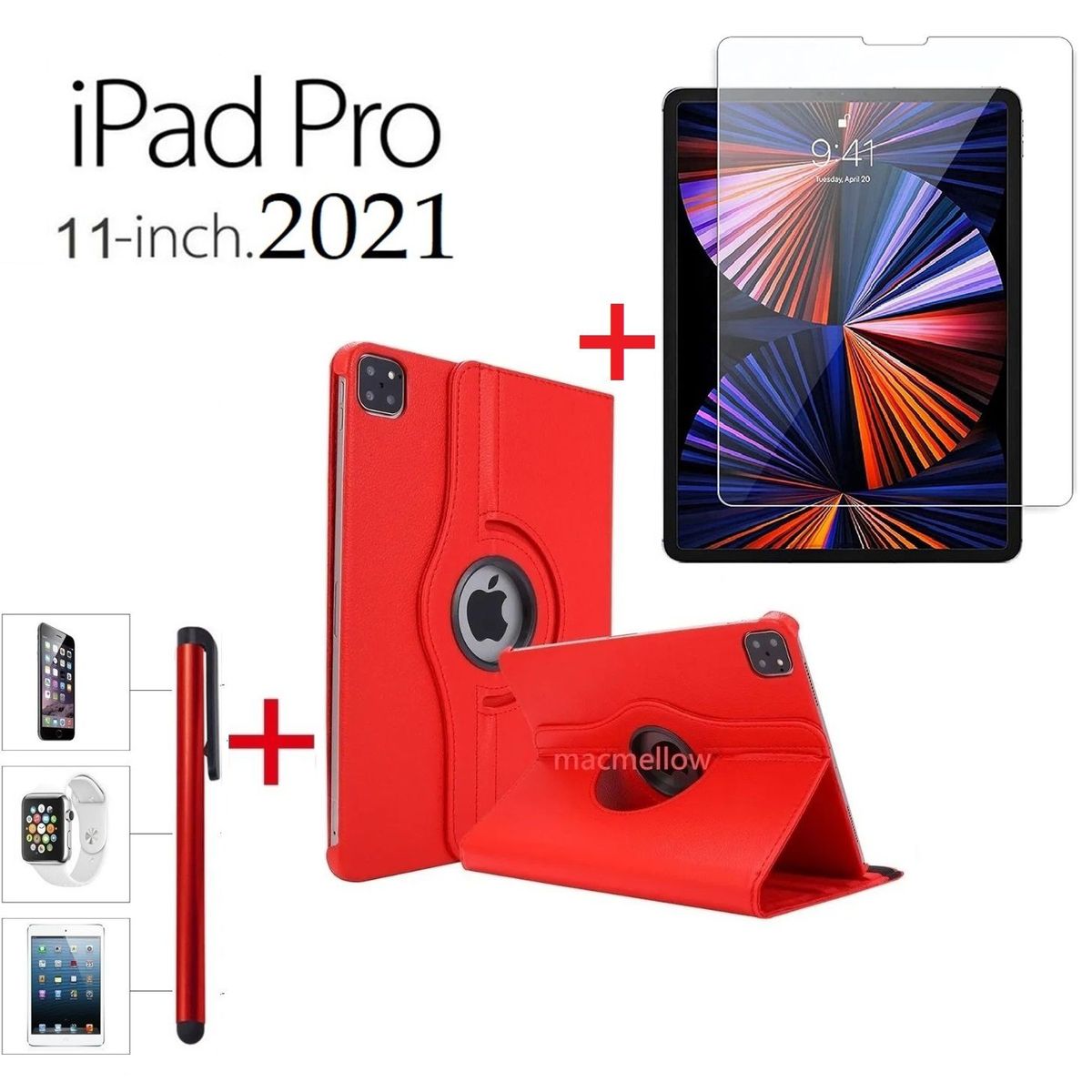 GENERICO - Funda + Mica Vidrio + Lapiz para iPad Pro 11 3era A2377 A2459 A2301