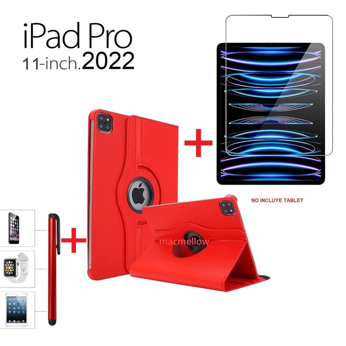 GENERICO - Funda + Mica Vidrio + Lapiz para iPad Pro 11 4ta A2759 A2435 A2761